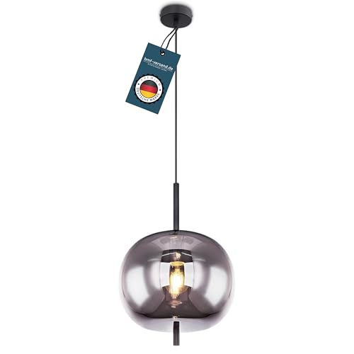 bmf-versand® Rauchglas Hängelampe Esstisch aus Glas - Moderne Pendelleuchte Schwarz als Wohnzimmerlampe Schlafzimmerlampe hängend - Hängeleuchte Deckenleuchte Flur Esszimmerlampe Treppenhaus von bmf-versand