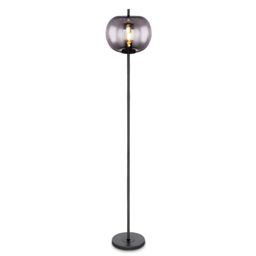 bmf-versand® Rauchglas Stehleuchte Wohnzimmer - LED Stehlampe höhe 160 cm Glas in schwarz - Deckenfluter inklusive Schalter - Elegante Standlampe Wohnzimmer Leselampe Bodenlampe von bmf-versand