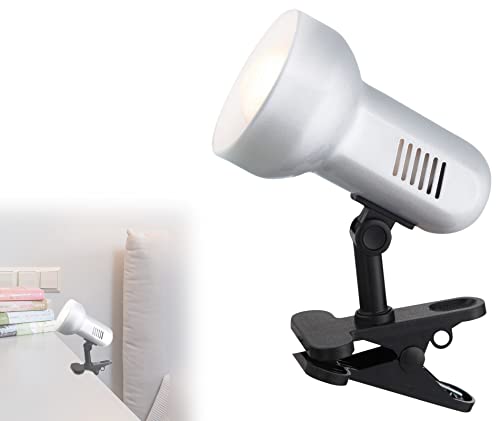 bmf-versand® Schreibtischlampe Klemmbar Silber - Klemmlampe Schreibtisch - Klemmleuchte Bett Kinder - Schreibtischleuchte zum Klemmen - Nachttischlampe E27 - Leselampe Strahler von bmf-versand