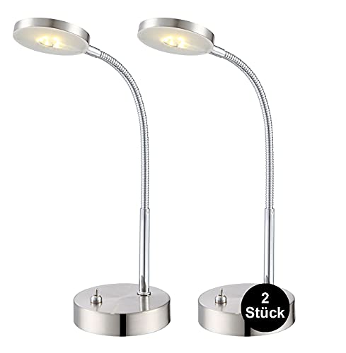 bmf-versand® Schreibtischlampe LED 2 Stück - Schreibtischleuchten Büro Leselampe - Nachttischlampe 2er Set - Nachttischleuchte Schlafzimmer - Tischlampe Flexarm Höhe 30 cm von bmf-versand