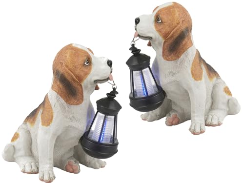 bmf-versand® Solarlampen für Außen Garten 2er Set - Gartenfigur Hund Solar - Solarleuchte Hunde Gartenleuchten - Solarlampe Außen Gartenlampe von bmf-versand