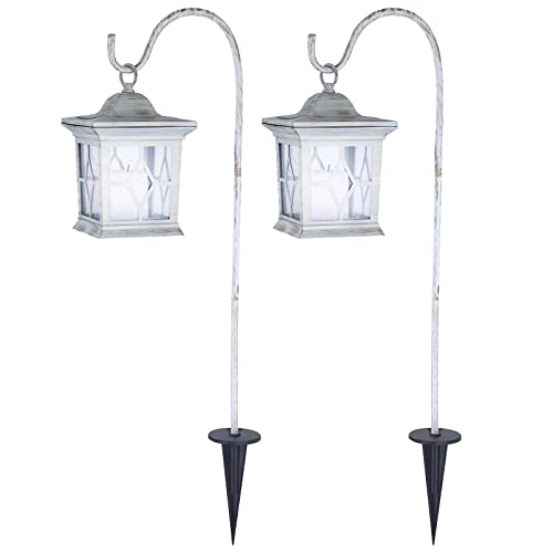 bmf-versand® Solarlampen für Außen Laterne 2er Set - Gartenlaterne Vintage Landhaus Solarleuchte - Solarleuchten Garten Warmweiß - Außenlampe Stehend Solar Grablicht - Grablaterne Friedhof Wetterfest von bmf-versand
