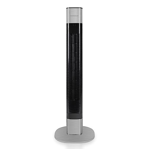 bmf-versand® Turmventilator mit 3 Stufen und Oszillation inklusive Pflegetuch - Leiser Ventilator mit Fernbedienung - Luftgebläse Höhe 105 cm Schwarz - Windmaschine, Standventilator Drehend von bmf-versand