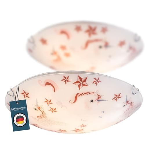 bmf-versand Deckenlampe Kinderzimmer Einhorn im 2er Set - Runde Kinderleuchte Deckenleuchte für Junge Mädchen Baby - Deckenstrahler Schlafzimmer Sterne Licht Länge 40 cm von bmf-versand