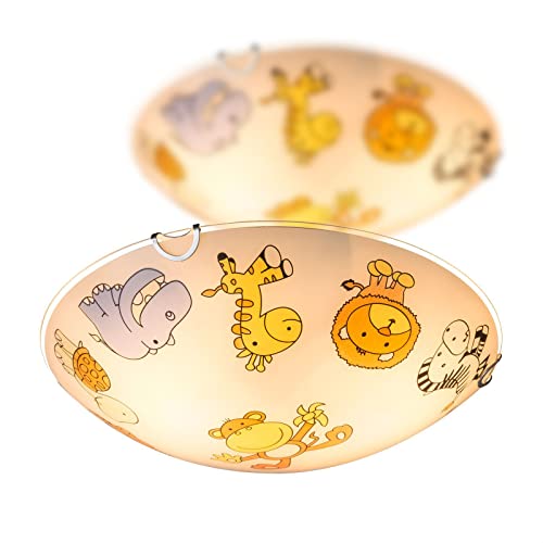 bmf-versand Deckenlampe Kinderzimmer Tiere im 2er Set - Runde LED Kinderleuchte Deckenleuchte für Junge Mädchen Baby - Deckenstrahler Schlafzimmer Zoo Licht Länge 30 cm von bmf-versand