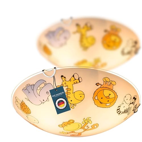 bmf-versand Deckenlampe Kinderzimmer Tiere im 2er Set - Runde LED Kinderleuchte Deckenleuchte für Junge Mädchen Baby - Deckenstrahler Schlafzimmer Zoo Licht Länge 30 cm von bmf-versand