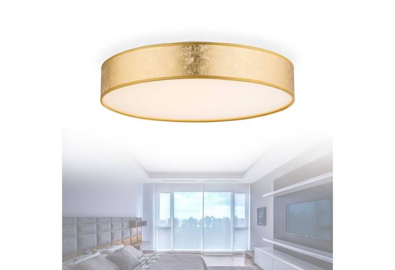 bmf-versand Deckenleuchte Deckenleuchte LED Wohnzimmer Schlafzimmer Deckenlampe Textil Gold mit, Pflegetuch, LED fest integriert, Warmweiß, Esszimmer, Küche, Flur von bmf-versand