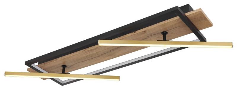 bmf-versand Deckenleuchte Deckenleuchte Wohnzimmer LED Deckenlampe Flur Holz Optik Modern, Memoryfunktion, LED fest integriert, Warmweiß, Messing Farben von bmf-versand