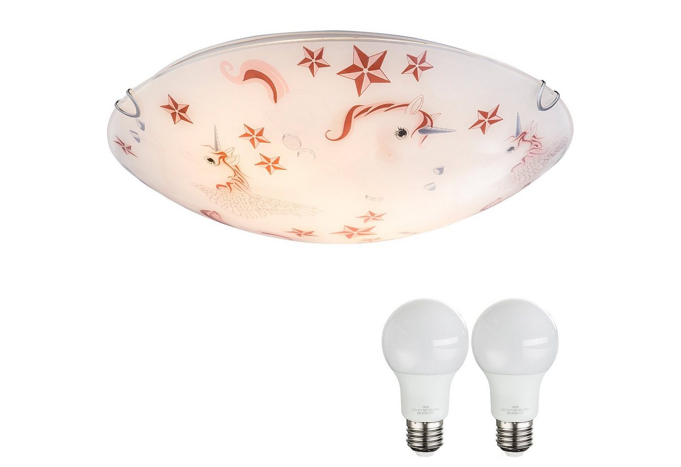 bmf-versand Deckenleuchte Deckenleuchte LED Kinderzimmer Deckenlampe Mädchen Junge, Tiermotiv, inklusive Leuchtmittel, LED wechselbar, Warmweiß, Deckenlampe, Kinderlampe, Kinderleuchte, Fabelwesen, Sterne von bmf-versand