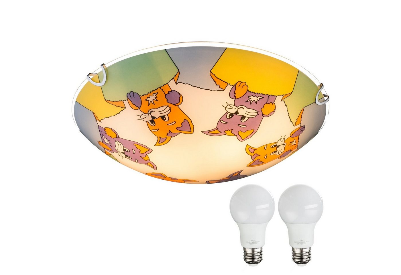 bmf-versand Deckenleuchte Kinderzimmerlampe Decke Junge Mädchen LED Deckenlampe Kinderzimmer, inklusive Leuchtmittel, LED wechselbar, Warmweiß, Kinderzimmerleuchte, Tiermotiv, Katzen, Lampe von bmf-versand