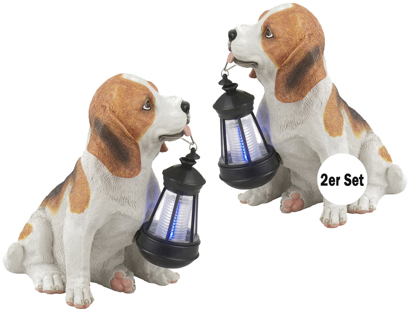 bmf-versand LED Solarleuchte Solarleuchten Garten 2er Set Gartenfiguren Tiere Hund Solarlampe, mit Schalter, Solar, LED fest integriert, Warmweiß, Dekoleuchte, Dekolampe, Gartenbeleuchtung, Außenbeleuchtung von bmf-versand