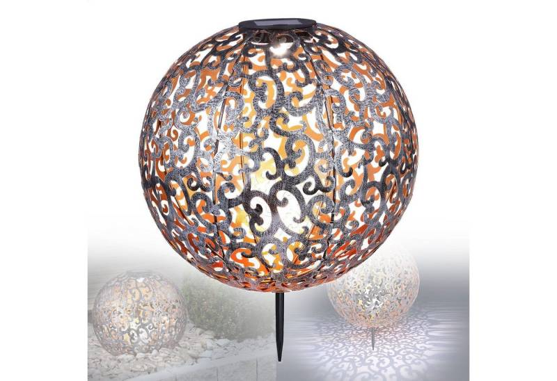 bmf-versand LED Solarleuchte Solarleuchte Garten Kugel 28 cm Silber Solarlampe Außen Außenleuchte, Außenbeleuchtung, Gartendeko, LED fest integriert, Warmweiß, Solarkugel von bmf-versand