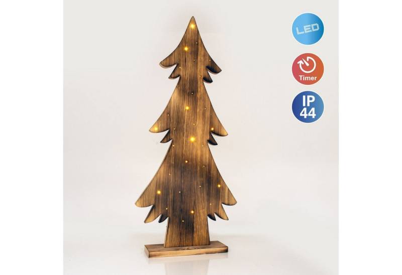 bmf-versand Gartenleuchte Weihnachtsbeleuchtung Draußen LED Weihnachtsdeko Außen Holz mit Timer, Tannenbaum, LED, Warmweiß, Timerfunktion von bmf-versand