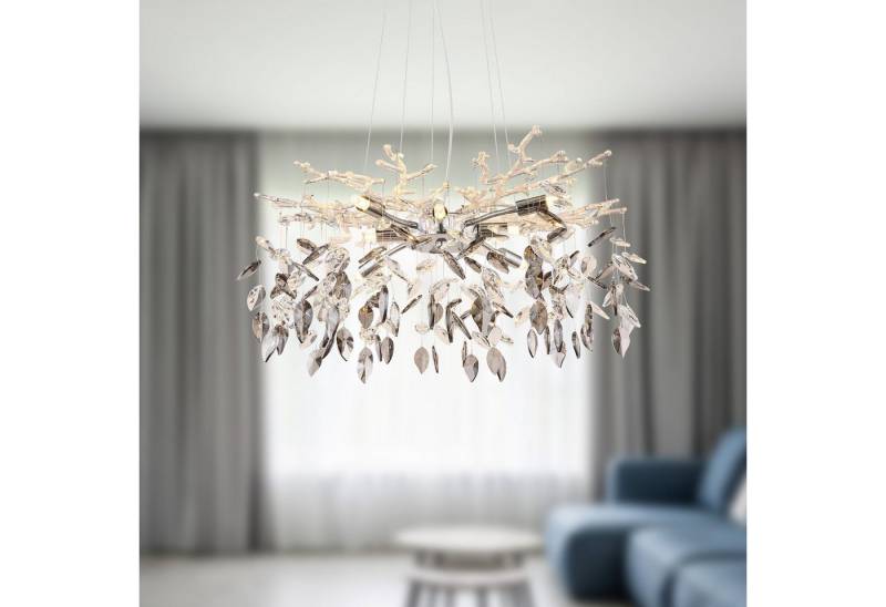 bmf-versand Kronleuchter Hängeleuchte Kristall Pendelleuchte Wohnzimmer Hängelampe, Glaskristalle, ohne Leuchtmittel, Rauchglas Kristalle von bmf-versand