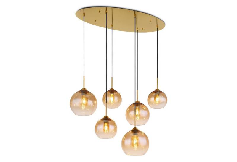 bmf-versand Hängeleuchte Hängelampe Esszimmer Messing Rauchglas Hängeleuchte Wohnzimmer Kugeln, Amber, ohne Leuchtmittel, Esszimmerlampe von bmf-versand