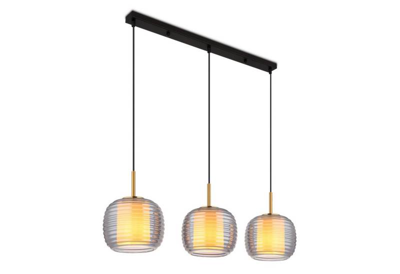 bmf-versand Hängeleuchte Hängelampe Esszimmer Rauchglas Hängeleuchte 3-flammig Pendelleuchte, Rauchfarben, ohne Leuchtmittel, Esszimmerlampe von bmf-versand