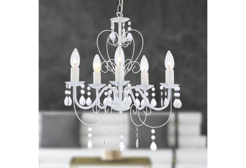 bmf-versand Kronleuchter Kronleuchter Kristall Wohnzimmer Hängelampe Luster Weiß Kristalle, Kristallleuchter, ohne Leuchtmittel, Höhenverstellbar von bmf-versand