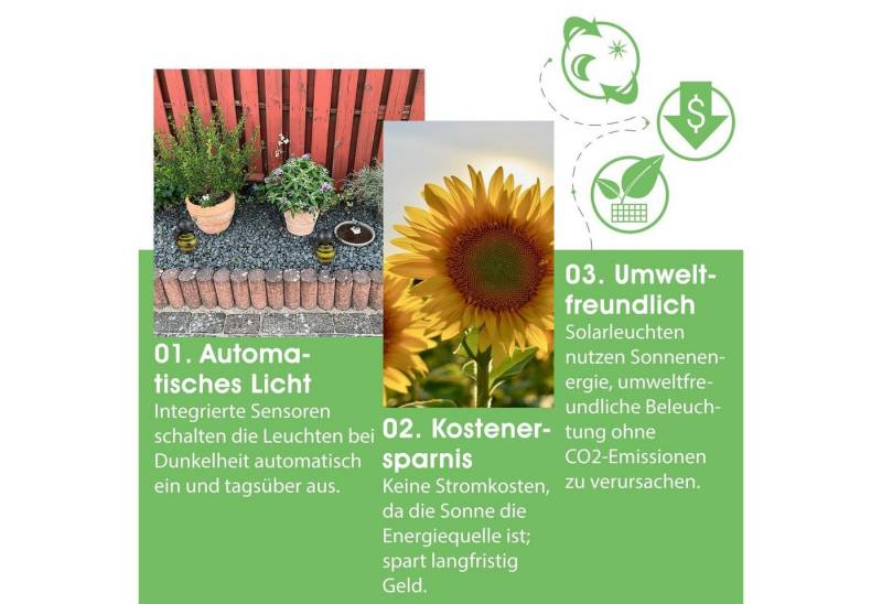 bmf-versand LED Solarleuchte LED Solarlampe 2er Set Solarleuchten Gartenleuchte Metall Biene Außen, Gartendeko, LED fest integriert, warmweiß, Gartenbeleuchtung von bmf-versand