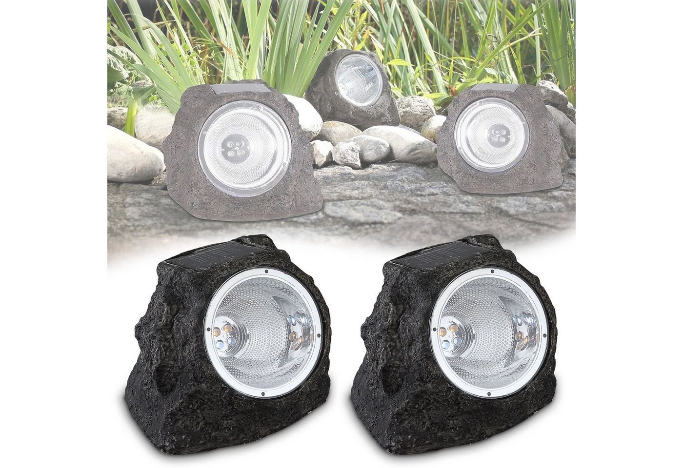 bmf-versand LED Solarleuchte Solarleuchten Garten 2er Set Stein Optik Solarlampe Außen, Solarsteine, LED fest integriert, warmweiß, Gartenbeleuchtung Steinoptik bmf-versand LED Solarleuchte Solarleuchten Garten 2er Set Stein Optik Solarlampe Außen, Solarsteine, LED fest integriert, warmweiß, Gartenbeleuchtung Steinoptik von bmf-versand