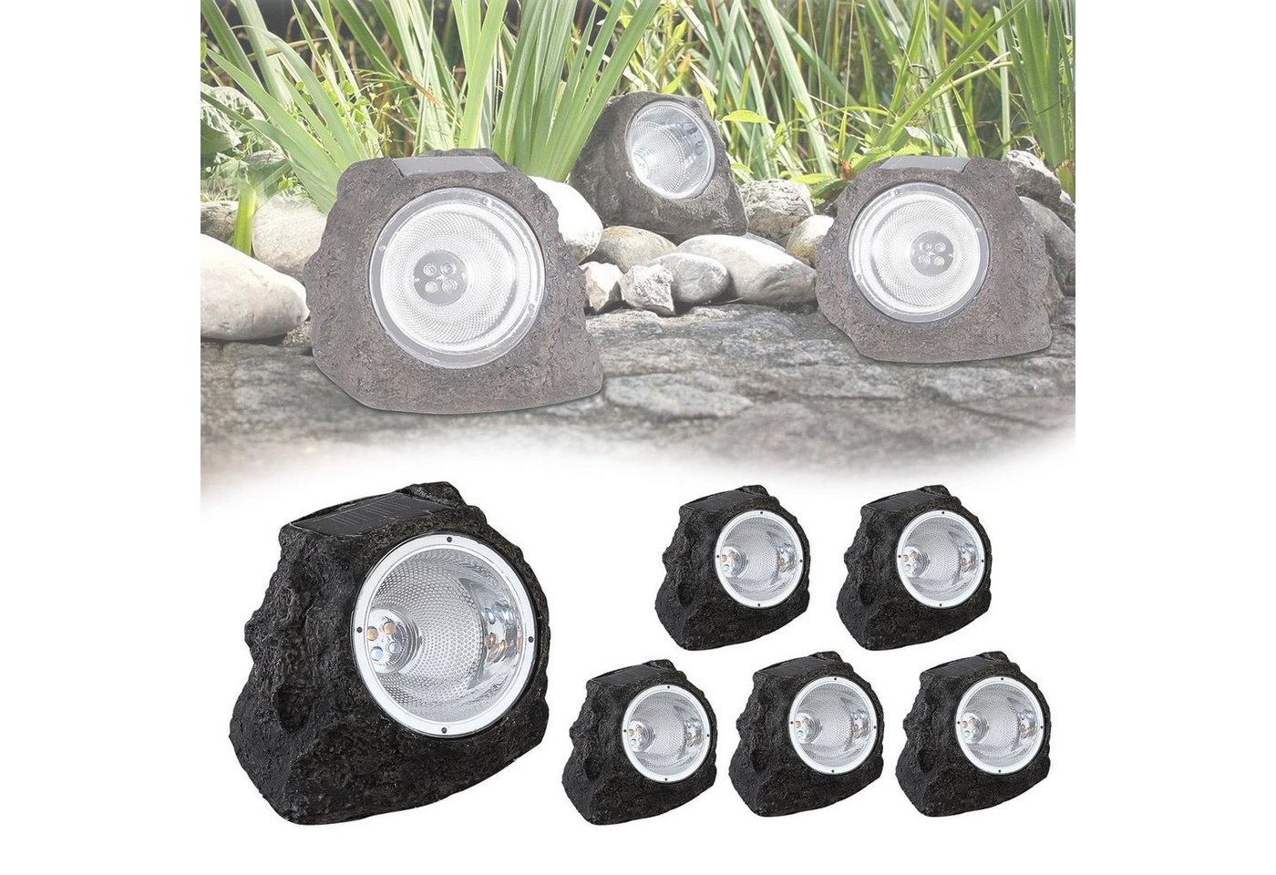 bmf-versand LED Solarleuchte Solarlampe Garten Stein Optik 6er Set Deko Solarlampe Außen Leuchte, 6 Stück, LED fest integriert, Warmweiß, Solarsteine bmf-versand LED Solarleuchte Solarlampe Garten Stein Optik 6er Set Deko Solarlampe Außen Leuchte, 6 Stück, LED fest integriert, Warmweiß, Solarsteine von bmf-versand
