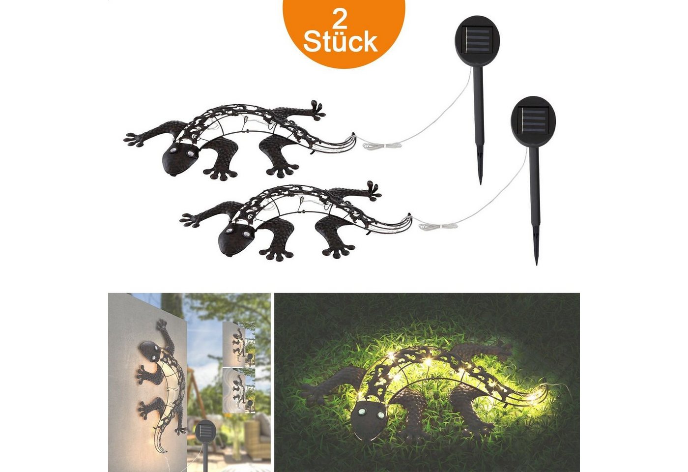 bmf-versand LED Solarleuchte Solarleuchte Garten 2er Set Echse Gecko Solarlampe Außen Außenleuchte bmf-versand LED Solarleuchte Solarleuchte Garten 2er Set Echse Gecko Solarlampe Außen Außenleuchte von bmf-versand