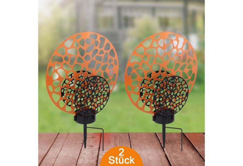 bmf-versand LED Solarleuchte Solarleuchte Garten 2er Set Kreis Muster Solarlampe Außen, Außenleuchte, Solarstecker, LED fest integriert, warmweiß, Gartenleuchte, Gartenbeleuchtung, Außenlampe, Dekoleuchte von bmf-versand