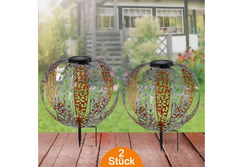 bmf-versand LED Solarleuchte Solarleuchten Garten 2er Set Kugel 30 cm Solarlampe Außen, Solarkugel, LED fest integriert, Warmweiß, Solarkugel von bmf-versand
