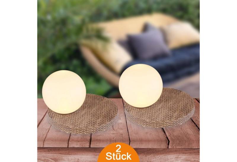 bmf-versand LED Solarleuchte Solarleuchte Garten 2er Set Kugel Rattan Solarlampe Außen, Solarkugel, Gartenleuchte, Balkon, LED fest integriert, warmweiß, Tischleuchte, Tischlampe, Dekoleuchte, Gartenbeleuchtung von bmf-versand