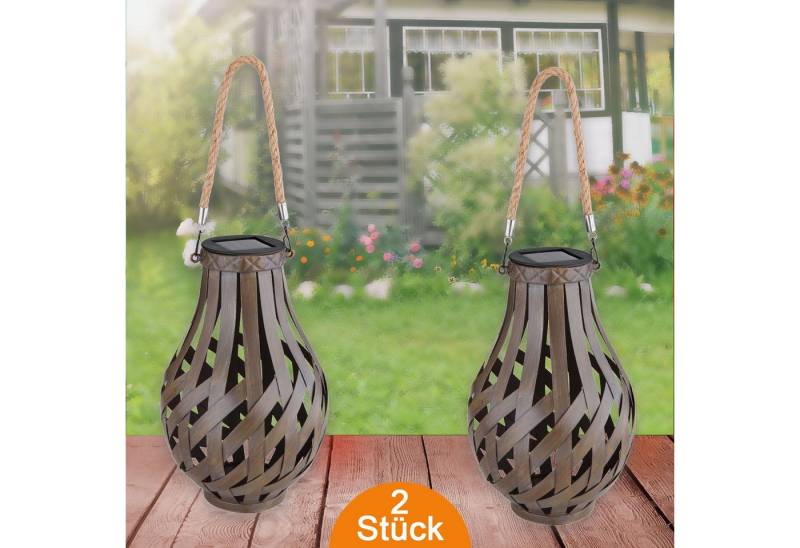bmf-versand LED Solarleuchte Solarleuchten Garten 2er Set Laterne 27cm Solarlampe Außen, Außenlaterne, Outdoorlaterne, Solarlaterne, LED fest integriert, warmweiß, Hängeleuchte von bmf-versand