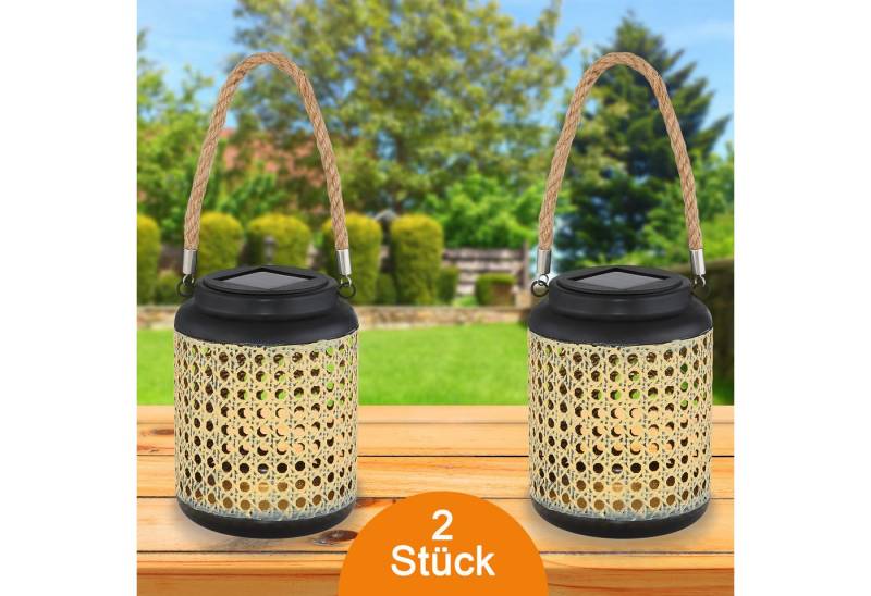 bmf-versand LED Solarleuchte Solarlampe Garten 2er Set Laterne 30cm Solarleuchten Außen, Solarlaterne, mit Schalter, Außenlampe, Hängeleuchte, LED fest integriert, Warmweiß, Tischleuchte von bmf-versand