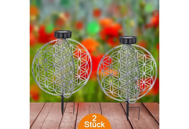 bmf-versand LED Solarleuchte Solarleuchte Garten 2er Set Scheibe 30cm Solarlampe Außen, Außenbeleuchtung, Solarstecker, LED fest integriert, warmweiß, Gartenleuchte von bmf-versand