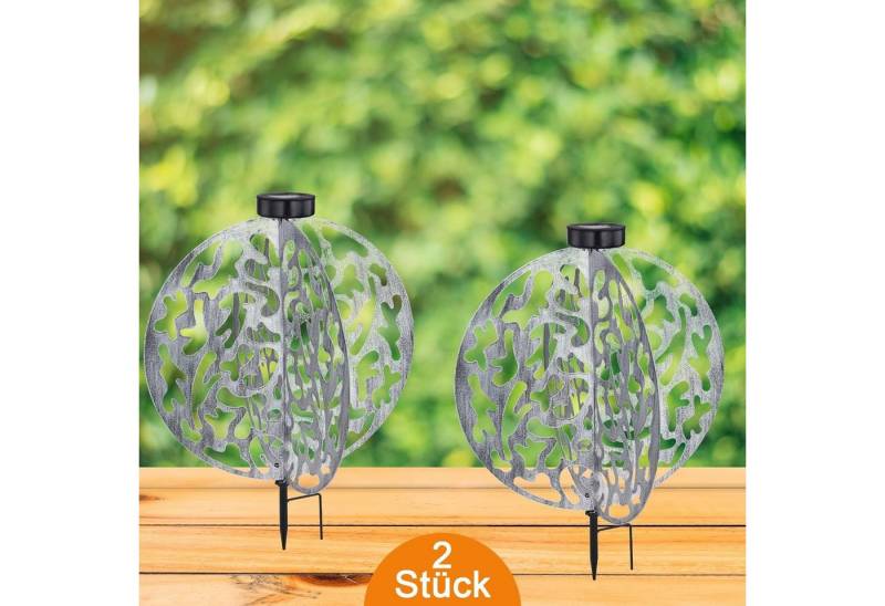bmf-versand LED Solarleuchte Solarleuchte Garten 2er Set Scheibe 40cm Solarlampe Außen, Gartendeko, Balkon, Außenbeleuchtung, LED fest integriert, warmweiß, Gartenleuchte von bmf-versand