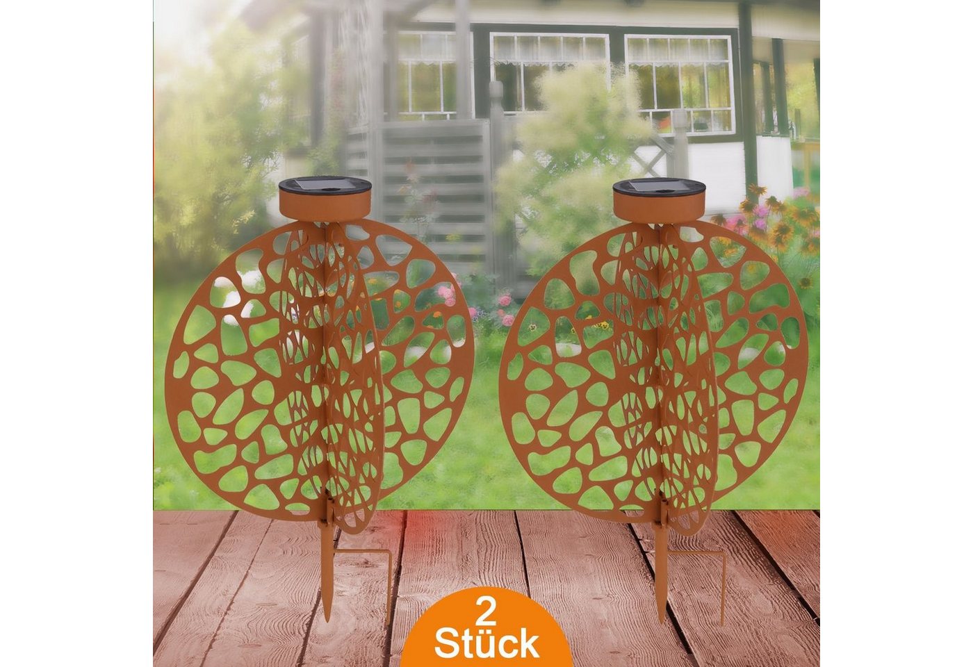 bmf-versand LED Solarleuchte Solarleuchte Garten 2er Set Scheibe Rost Solarlampe Außen, Außenlampe, Gartenlampe, LED fest integriert, warmweiß, Gartenleuchte bmf-versand LED Solarleuchte Solarleuchte Garten 2er Set Scheibe Rost Solarlampe Außen, Außenlampe, Gartenlampe, LED fest integriert, warmweiß, Gartenleuchte von bmf-versand