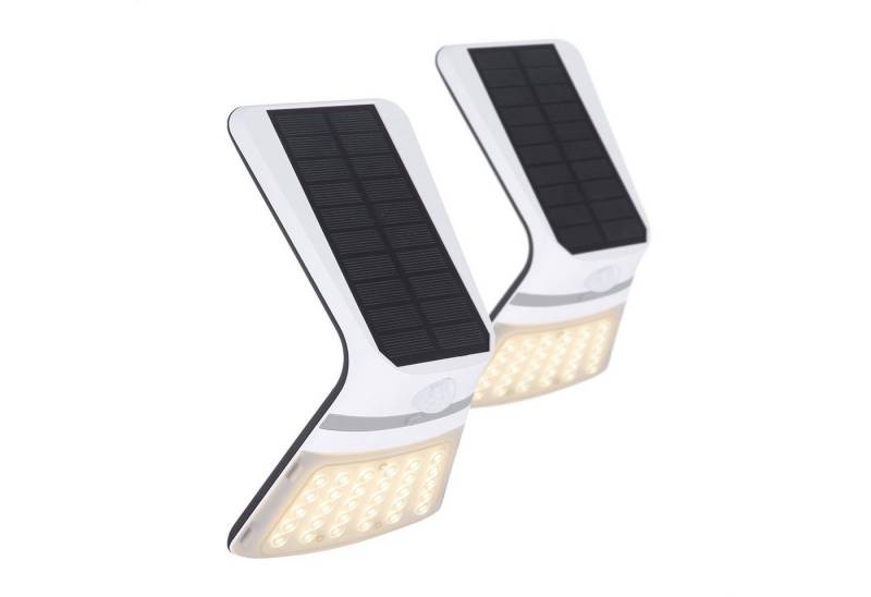 bmf-versand LED Solarleuchte Solarleuchte Garten 2er Set Wandleuchte Solarlampe Außen Außenleuchte, mit Bewegungsmelder, Gartenbeleuchtung, LED fest integriert, warmweiß, Wandlampe von bmf-versand