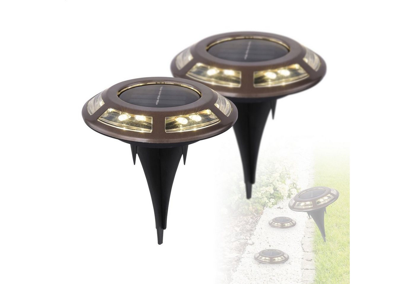 bmf-versand LED Solarleuchte Solarleuchte Garten 2er Set Wegelampe Solarlampe Außen Leuchte Solar, Gartenbeleuchtung, LED fest integriert, warmweiß, Wegeleuchte bmf-versand LED Solarleuchte Solarleuchte Garten 2er Set Wegelampe Solarlampe Außen Leuchte Solar, Gartenbeleuchtung, LED fest integriert, warmweiß, Wegeleuchte von bmf-versand
