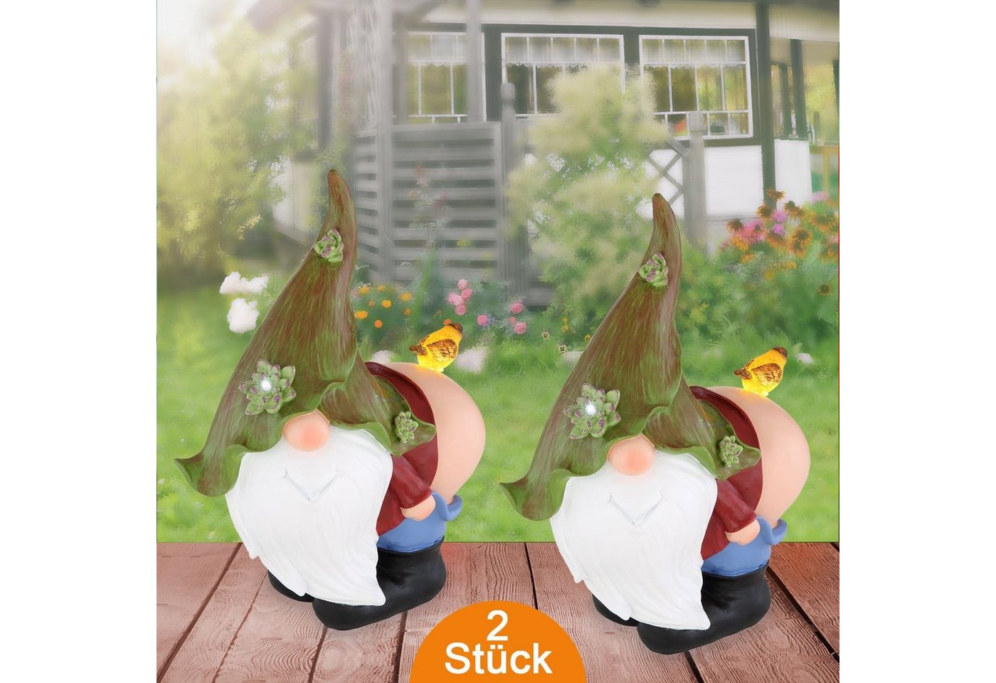 bmf-versand LED Solarleuchte Solarleuchte Garten Gartenzwerg Vogel 2er Set Solarlampe Außen, Dekolampe, Balkon, LED fest integriert, kaltweiß, warmweiß, Gartenfigur bmf-versand LED Solarleuchte Solarleuchte Garten Gartenzwerg Vogel 2er Set Solarlampe Außen, Dekolampe, Balkon, LED fest integriert, kaltweiß, warmweiß, Gartenfigur von bmf-versand