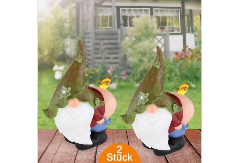 bmf-versand LED Solarleuchte Solarleuchte Garten Gartenzwerg Vogel 2er Set Solarlampe Außen, Dekolampe, Balkon, LED fest integriert, kaltweiß, warmweiß, Gartenfigur von bmf-versand