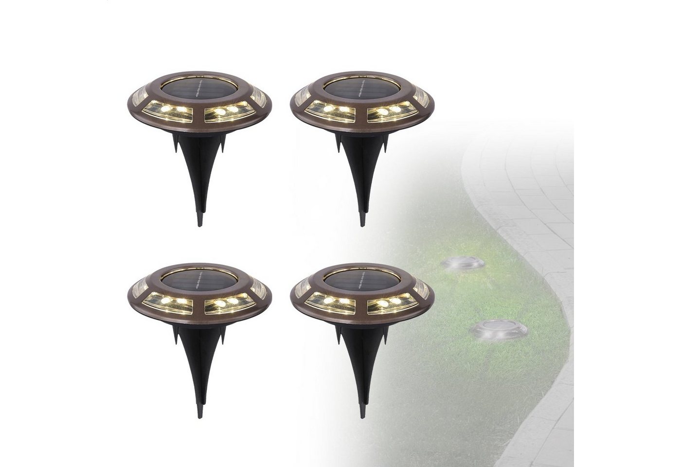bmf-versand LED Solarleuchte Solarleuchte Garten 4er Set Wegelampe Solarlampe Außen Leuchte Solar, Gartenbeleuchtung, LED fest integriert, warmweiß, Wegeleuchte bmf-versand LED Solarleuchte Solarleuchte Garten 4er Set Wegelampe Solarlampe Außen Leuchte Solar, Gartenbeleuchtung, LED fest integriert, warmweiß, Wegeleuchte von bmf-versand
