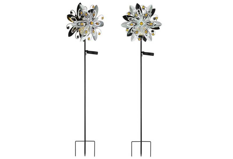 bmf-versand LED Solarleuchte Solarleuchte Garten Außen 2er Set Solarlampe Erdspieß Windrad Solar, Windspiel, LED fest integriert, Warmweiß, Drehend von bmf-versand