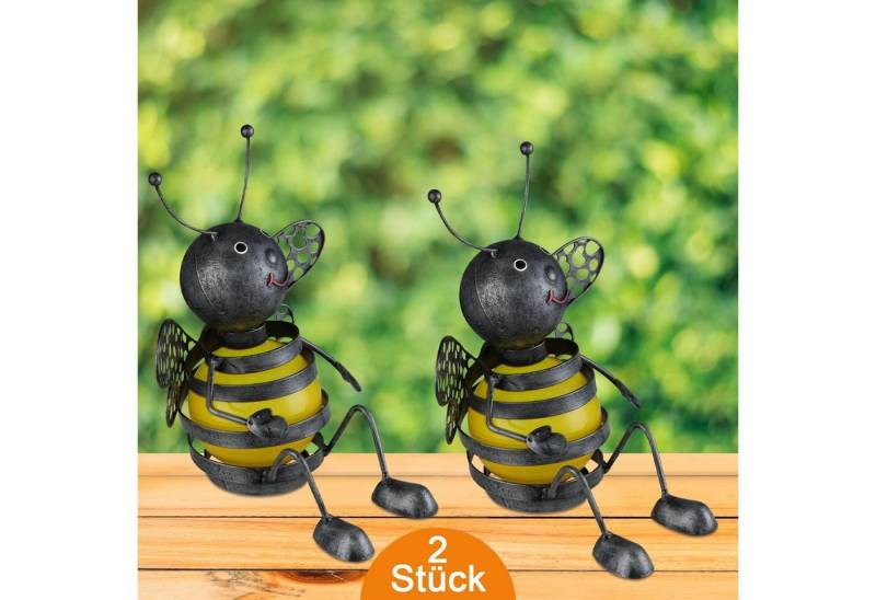 bmf-versand LED Solarleuchte Solarleuchte Garten Biene 2er Set Deko Solarlampe Außen Außenleuchte, Solar Lampe, LED fest integriert, Gelb, Außenlampe von bmf-versand