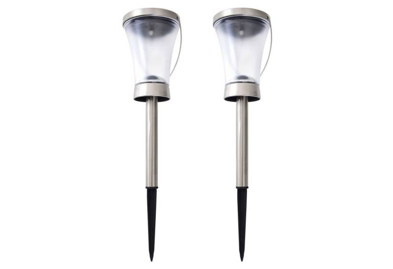 bmf-versand LED Solarleuchte Solarleuchte Garten Erdspieß 2er Set Solarlampe Außen Wegelampe Solar, Laterne hängend, LED fest integriert, warmweiß, zum Hängen oder Stellen von bmf-versand