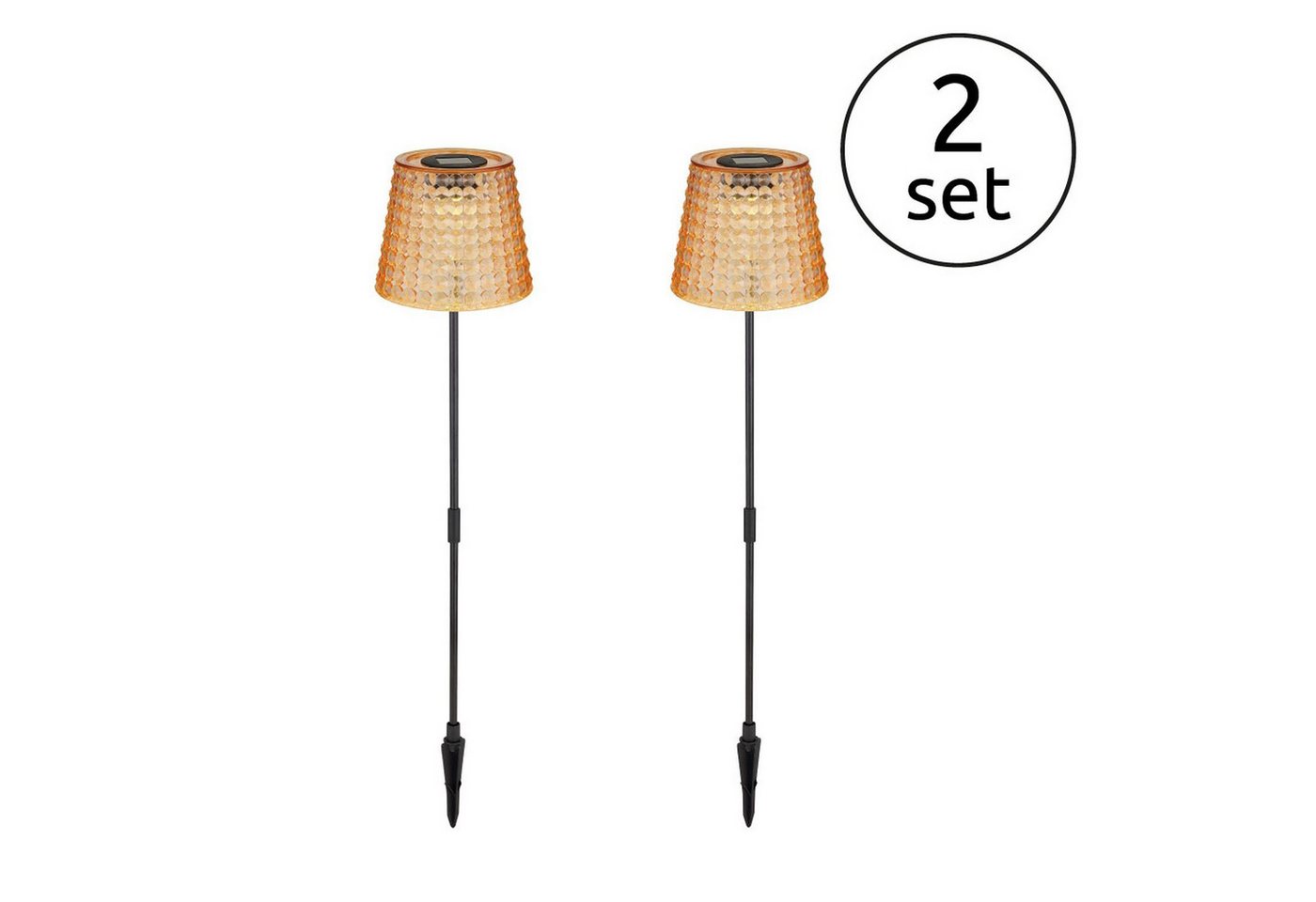 bmf-versand LED Solarleuchte Solarleuchte 2er Set Garten Erdspieß Solarlampe LED Außenleuchte, Gartenbeleuchtung, LED fest integriert, warmweiß, Dekoleuchte bmf-versand LED Solarleuchte Solarleuchte 2er Set Garten Erdspieß Solarlampe LED Außenleuchte, Gartenbeleuchtung, LED fest integriert, warmweiß, Dekoleuchte von bmf-versand