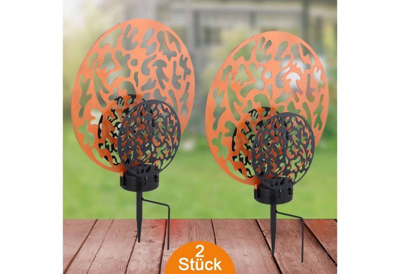 bmf-versand LED Solarleuchte Solarleuchte Garten Kreis 2er Set 30 cm Solarlampe Außen Außenleuchte, Außenlampe, Gartendeko, LED fest integriert, warmweiß, Gartenleuchte, Dekoleuchte, Gartenbeleuchtung, Außenbeleuchtung von bmf-versand