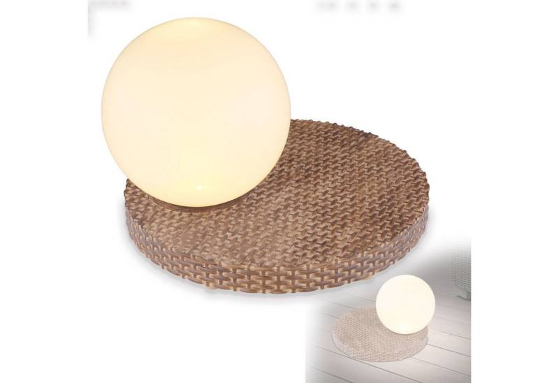 bmf-versand LED Solarleuchte Solarleuchte Garten Kugel Rattan Solarlampe Außen Leuchte Solar mit, Pflegetuch, Gartenbeleuchtung, Tischlampe, LED fest integriert, warmweiß, Tischleuchte, Gartenleuchte, Dekolampe, Gartendeko von bmf-versand