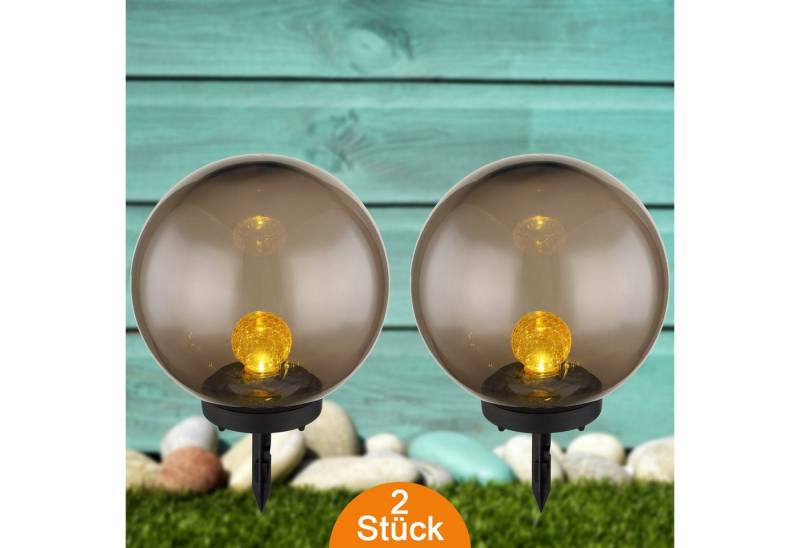 bmf-versand LED Solarleuchte Solarleuchte Garten Kugeln 2er Set Glas Solarlampe Außen Außenleuchte, Wegelampe, mit Erdspieß, LED fest integriert, warmweiß, Gartenbeleuchtung Dekoleuchte von bmf-versand