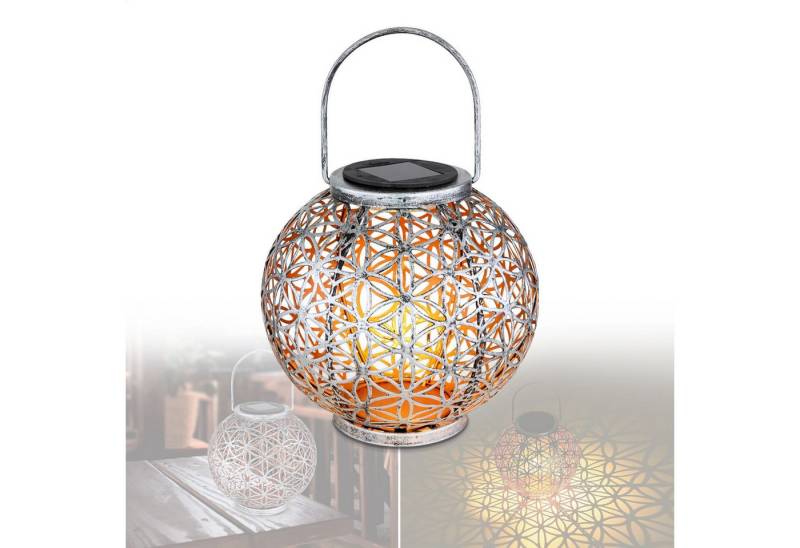 bmf-versand LED Solarleuchte Solarleuchte Garten Laterne Rund Solarlampe Außen Leuchte Solar LED, Außenlaterne, LED fest integriert, warmweiß, mit Muster Garten Laterne von bmf-versand