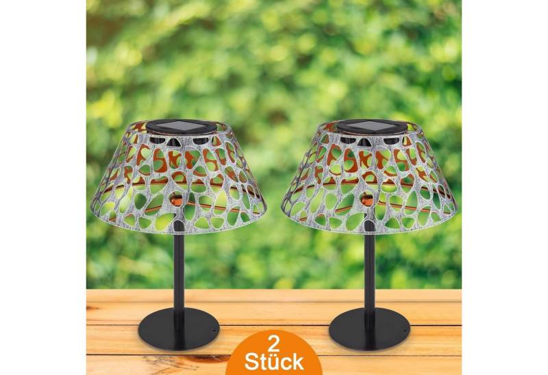 bmf-versand LED Solarleuchte Solarleuchten Garten Tischleuchte 2er Set Solarlampe Terrasse LED, inkl. Erdspieß, LED fest integriert, warmweiß, Gartenstecker oder Tischlampe von bmf-versand