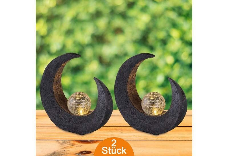 bmf-versand LED Solarleuchte Solarleuchten Garten Mond Deko 2er Set Solarlampe Außen Außenleuchte, Halbmond, LED fest integriert, Warmweiß, Gartedeko beleuchtet von bmf-versand