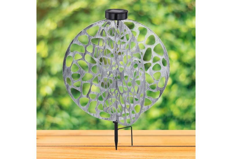 bmf-versand LED Solarleuchte Solarleuchte Garten Scheibe Rund Solarlampe Außen Leuchte Solar mit, Pflegetuch, Außenbeleuchtung, LED fest integriert, warmweiß, Gartenleuchte von bmf-versand