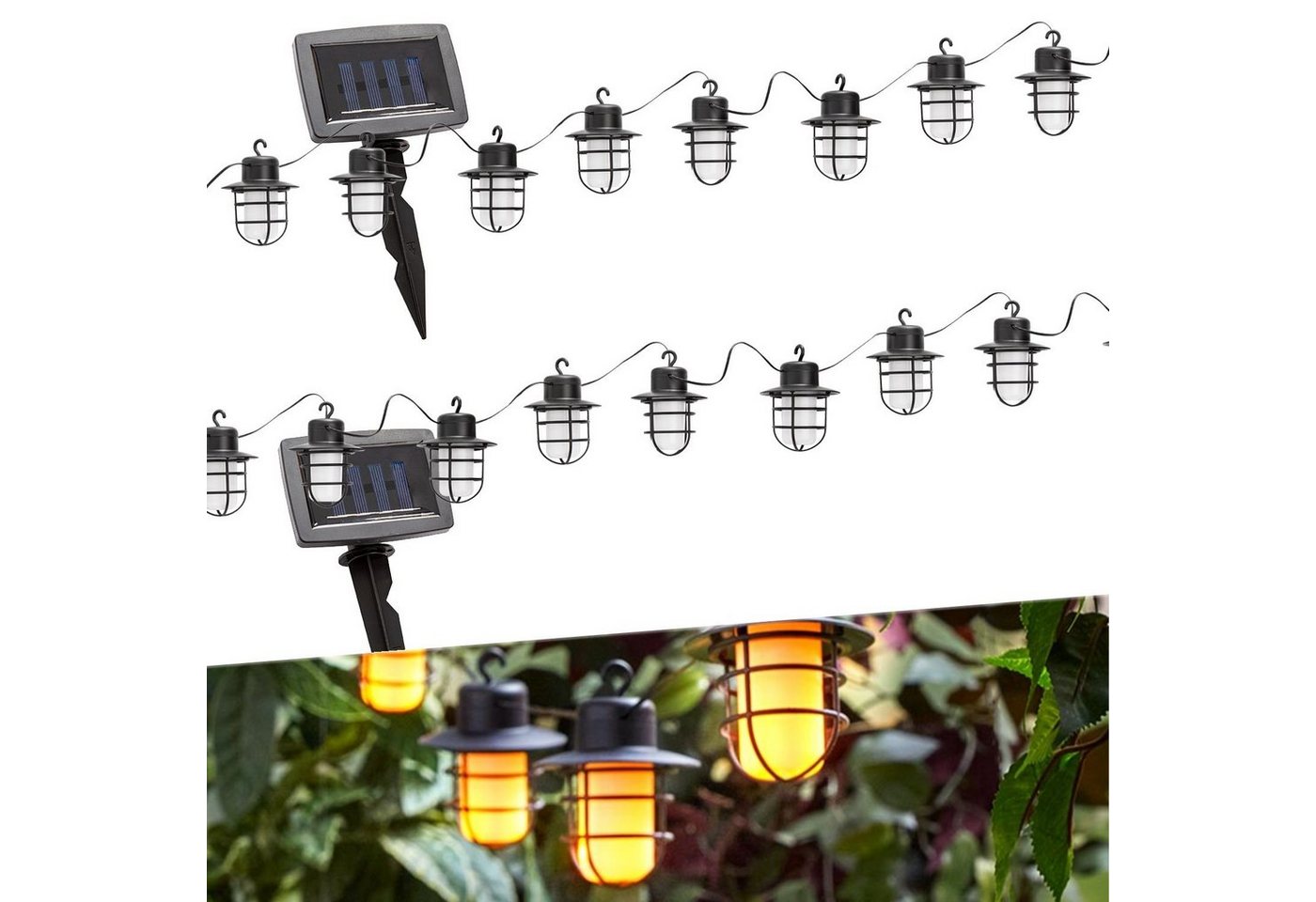 bmf-versand LED Solarleuchte Solarleuchte Garten Solar Lichterkette 2er Set Solarlampe Laterne von bmf-versand